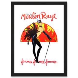 Artery8 Burlesque Moulin Rouge Paris Girls Girls Girls French Vintage Advert Artwork Framed Wall Art Print A4 in Black - thumbnail 1