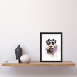 "Artery8 Wall Art Print Schnauzer Lovers Gift Watercolour Pet Portrait Painting Artwork Art Framed - Size: W12"" x H16""" - thumbnail 4