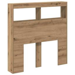 Berkfield Home Headboard Cabinet with LED Artisan Oak 100x17x102 cm in Brown - Size: 100 x 17 x 102 cm - thumbnail 6