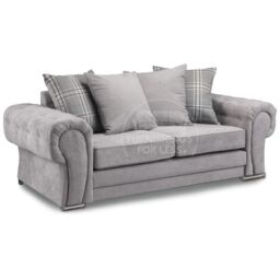 Furnishings For Less UK Milan Fabric 3 Seater Sofa Grey Fabric Scatter Back Chesterfield Style - thumbnail 1