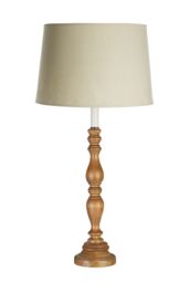 Orsina Antique Style Wooden Table Lamp, Carved Base Bedside Light With Fabric Shade, Classic Desk Lamp Fixture in Natural