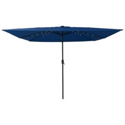 Berkfield Home Square Garden Parasol with LED Lights 295x245 cm in Azure Blue - thumbnail 3