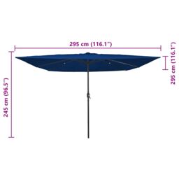 Berkfield Home Square Garden Parasol with LED Lights 295x245 cm in Azure Blue - thumbnail 8