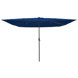 Berkfield Home Square Garden Parasol with LED Lights 295x245 cm in Azure Blue - thumbnail 1