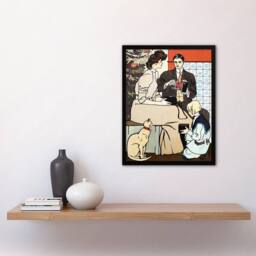 "Artery8 Vintage Christmas Family Scene Vintage Framed Wall Art Print Penfield - Size: W12"" x H16""" - thumbnail 4