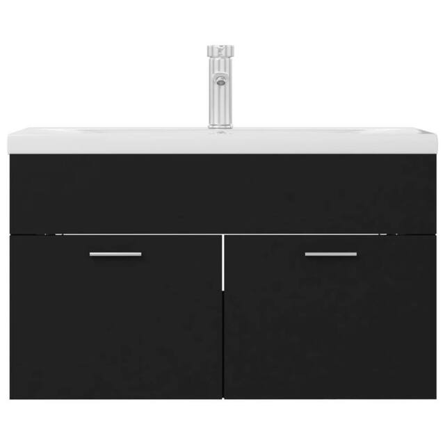 Berkfield Home Sink Cabinet with Built-in Basin Black Engineered Wood - image 1