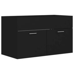 Berkfield Home Sink Cabinet with Built-in Basin Black Engineered Wood - thumbnail 8