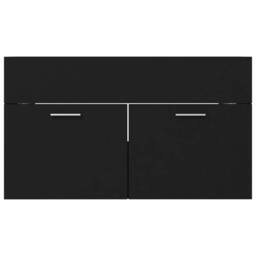 Berkfield Home Sink Cabinet with Built-in Basin Black Engineered Wood - thumbnail 9