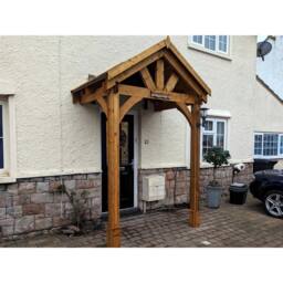 Dunster House Wooden Porch Canopy Kit 2m x 1.5m Black Shingles Full Height 2 Post in Brown - thumbnail 5