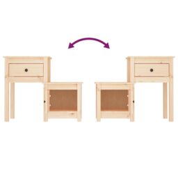 Berkfield Home Bedside Cabinet 2 pcs 79.5x38x65.5 cm Solid Wood Pine in Brown - thumbnail 6