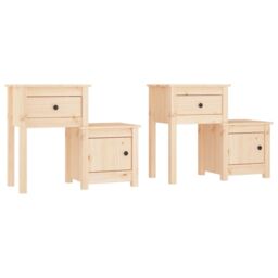 Berkfield Home Bedside Cabinet 2 pcs 79.5x38x65.5 cm Solid Wood Pine in Brown - thumbnail 2