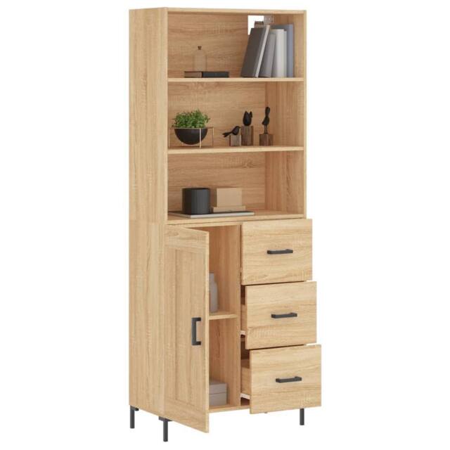Berkfield Home Highboard Sonoma Oak 69.5x34x180 cm Engineered Wood in Light Tan - image 1