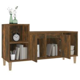 Berkfield Home TV Cabinet Smoked Oak 100x35x55 cm Engineered Wood in Brown - Size: 100 x 35 x 55 cm - thumbnail 4