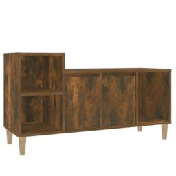 Berkfield Home TV Cabinet Smoked Oak 100x35x55 cm Engineered Wood in Brown - Size: 100 x 35 x 55 cm - thumbnail 1
