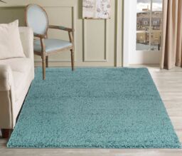 Desire Rugs Modern Elegant Soft Shaggy Rug for Living Rooms - Stylish Area Rugs in Duck Egg Blue - Size: 60 cm x 110 cm - thumbnail 1