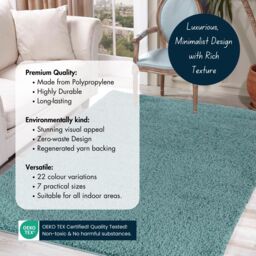Desire Rugs Modern Elegant Soft Shaggy Rug for Living Rooms - Stylish Area Rugs in Duck Egg Blue - Size: 60 cm x 110 cm - thumbnail 3