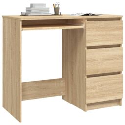 Berkfield Home Desk Sonoma Oak 90x45x76 cm Engineered Wood in Brown - Size: 90 x 45 x 76 cm - thumbnail 3