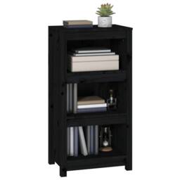 Berkfield Home Beautiful Book Cabinet Black 50x35x97 cm Solid Wood Pine - Size: 50 x 35 x 97 cm - thumbnail 4