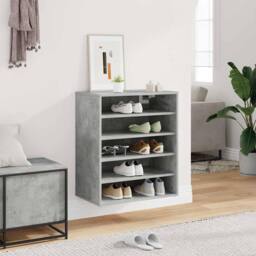 Berkfield Home Shoe Cabinet Concrete Grey 60x35x70 cm Engineered Wood - Size: 60 x 35 x 70 cm - thumbnail 1