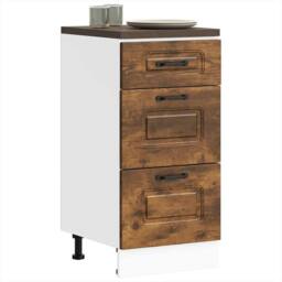 Berkfield Home Kitchen Base Cabinet Kalmar Smoked Oak Engineered Wood - thumbnail 1