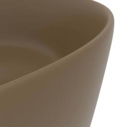 Berkfield Home Luxury Wash Basin Round Matt Cream 40x15 cm Ceramic in Taupe - thumbnail 5
