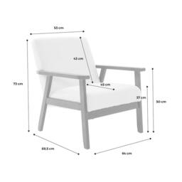 sweeek Scandi-style Armchair In Boucle Fabric & Walnut-stained Wood Frame in Cream - thumbnail 4