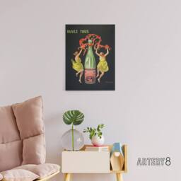 "Artery8 Drink All Cachat Vintage Ad Canvas Wall Art Print Cappiello in Black - Size: W12"" x H16""" - thumbnail 3