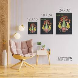 "Artery8 Drink All Cachat Vintage Ad Canvas Wall Art Print Cappiello in Black - Size: W12"" x H16""" - thumbnail 4