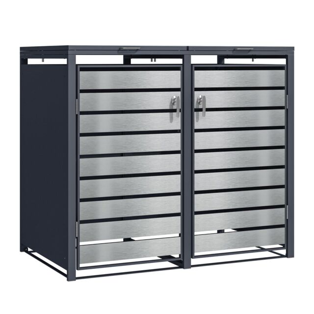 Phoenix Safe Company Double Wheelie Bin Storage, GB2213ASK, Silver effect, 80D x 132W x 116H CM - image 1