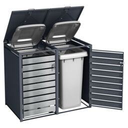 Phoenix Safe Company Double Wheelie Bin Storage, GB2213ASK, Silver effect, 80D x 132W x 116H CM - thumbnail 5