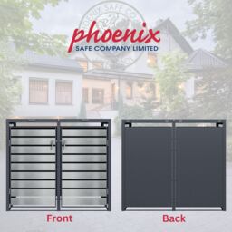 Phoenix Safe Company Double Wheelie Bin Storage, GB2213ASK, Silver effect, 80D x 132W x 116H CM - thumbnail 4