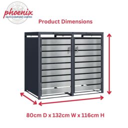 Phoenix Safe Company Double Wheelie Bin Storage, GB2213ASK, Silver effect, 80D x 132W x 116H CM - thumbnail 3