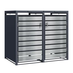 Phoenix Safe Company Double Wheelie Bin Storage, GB2213ASK, Silver effect, 80D x 132W x 116H CM - thumbnail 1