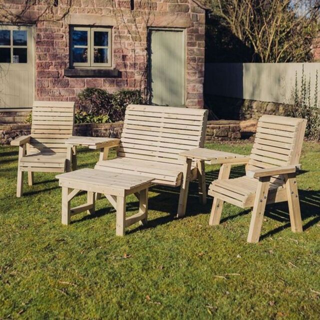 Churnet Valley Garden Furniture Ltd Multi Set, Wooden Garden Table & Chairs - Fully Assembled in Brown - image 1
