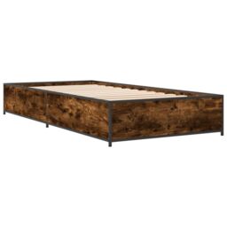 Berkfield Home Bed Frame without Mattress Smoked Oak 75x190 cm Small Single in Brown - thumbnail 6