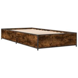 Berkfield Home Bed Frame without Mattress Smoked Oak 75x190 cm Small Single in Brown - thumbnail 3