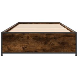 Berkfield Home Bed Frame without Mattress Smoked Oak 75x190 cm Small Single in Brown - thumbnail 4