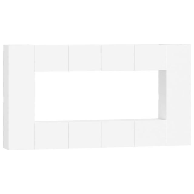 Berkfield Home 8 Piece TV Cabinet Set White Engineered Wood - image 1