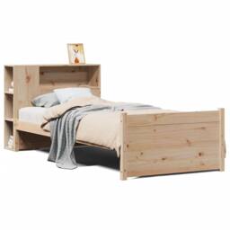 Berkfield Home Bookcase Bed without Mattress 75x190cm Small Single Solid Wood Pine in Light Brown - thumbnail 1