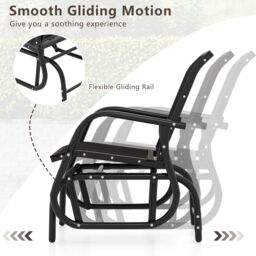 Gymax Swing Glider Chair Outdoor Rocking Chair With Study Metal Frame-Black in Black - thumbnail 5