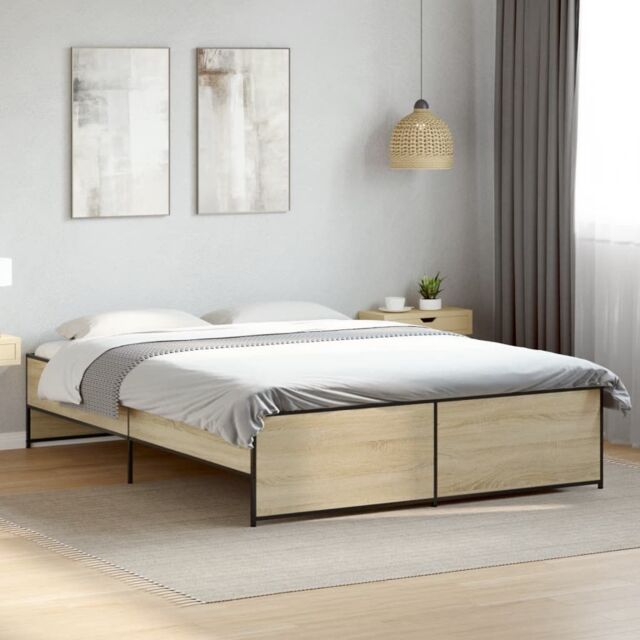 Berkfield Home Bed Frame without Mattress Sonoma Oak 140x200 cm in Brown - image 1