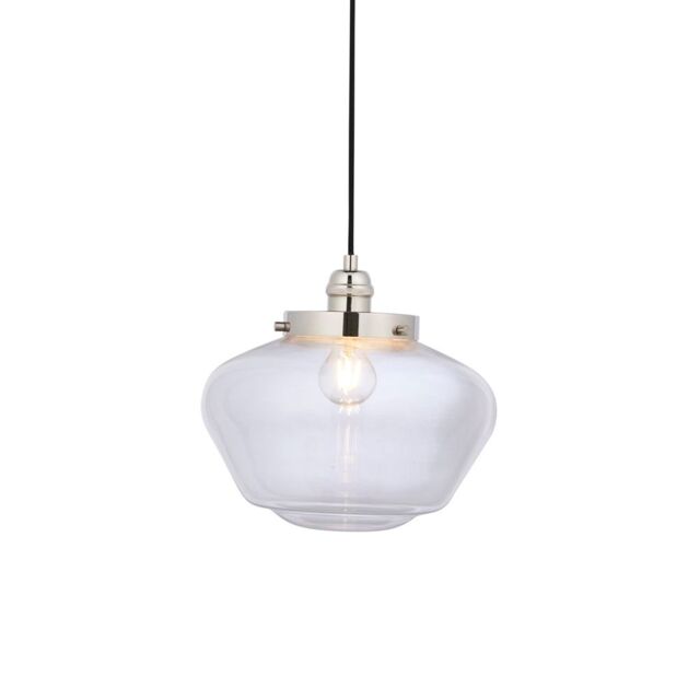 Loops Polished Nickel Ceiling Pendant Light Clear Glass Shade Hanging Lighting Fixture in Metallics - image 1