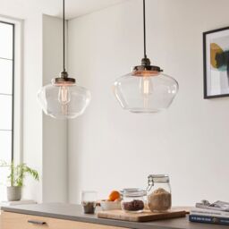 Loops Polished Nickel Ceiling Pendant Light Clear Glass Shade Hanging Lighting Fixture in Metallics - thumbnail 4
