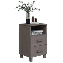Berkfield Home Bedside Cabinets HAMAR 2 pcs Light Grey 40x35x62 cm Solid Wood - Size: 40 x 35 x 62 cm - thumbnail 7