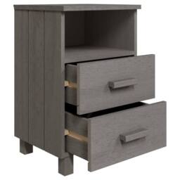 Berkfield Home Bedside Cabinets HAMAR 2 pcs Light Grey 40x35x62 cm Solid Wood - Size: 40 x 35 x 62 cm - thumbnail 6