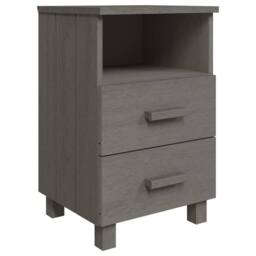 Berkfield Home Bedside Cabinets HAMAR 2 pcs Light Grey 40x35x62 cm Solid Wood - Size: 40 x 35 x 62 cm - thumbnail 3