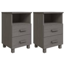 Berkfield Home Bedside Cabinets HAMAR 2 pcs Light Grey 40x35x62 cm Solid Wood - Size: 40 x 35 x 62 cm
