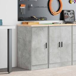 Berkfield Home Durable Garage Storage Cabinet Concrete Grey 40x51x85 cm Solid Wo - Size: 40 x 51 x 85 cm - thumbnail 2
