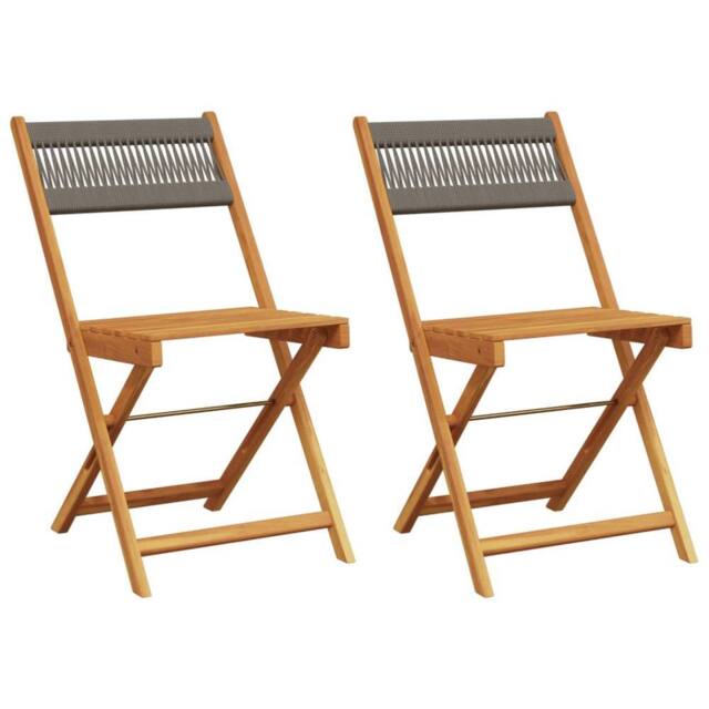 Berkfield Home Bistro Chairs 2 pcs Grey Solid Wood Acacia & Rope in Tan - image 1