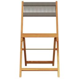 Berkfield Home Bistro Chairs 2 pcs Grey Solid Wood Acacia & Rope in Tan - thumbnail 5